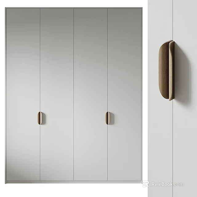 Modern White Interior Swing Doors Featuring Sleek Handles Minimalist Design and Multiple Panels 3d model 