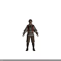 Man Dressed in White Long Sleeve Shirt Red Vest Brown Pants Belt on Dark Background