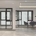Modern Door Showroom Interior With Glass Doors Display And Furniture