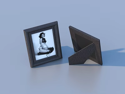 Dark Textured Foldable Photo Frame With Standing Design And Black White 3d model