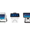Modern Commercial POS Payment Terminals With Touchscreen Displays And Various Design Stands For Retail Use