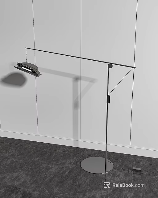 Modern Minimalist Floor Lamp With Sleek Metal Structure And Adjustable Lighting Arm 3d model 