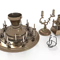 Vintage Metal Candelabra With Intricate Base Multiple Candle Holders And Decorative Parts