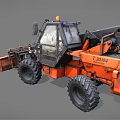 Bobcat Orange Industrial Telehandler With Extendable Arm And Front Bucket