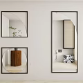 Three Decorative Wall Mirrors with Different Shapes and Modern Decor Elements 3d model
