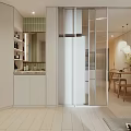 Modern Apartment Interior Featuring Laundry Zone Glass Dividers And Dining Area