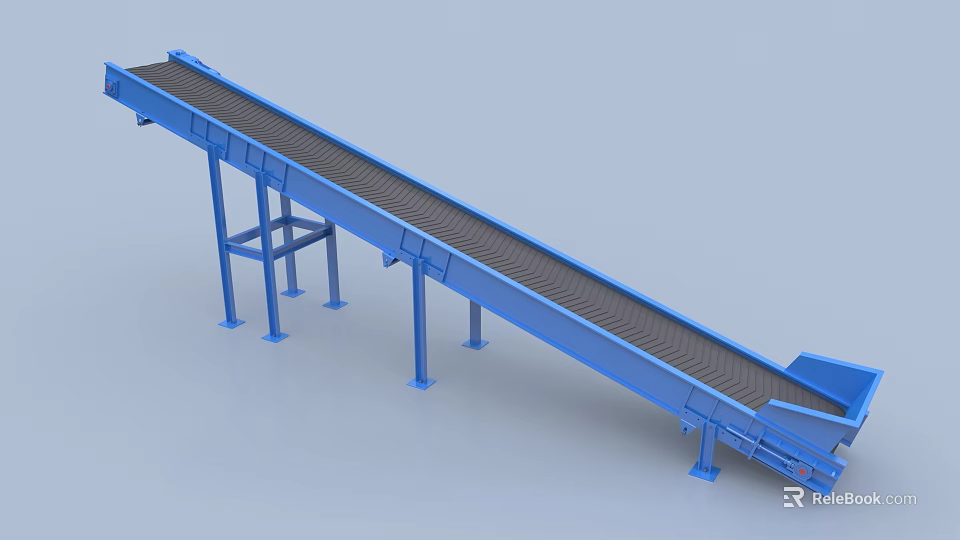 Blue Industrial Conveyor Belt System For Efficient Material Handling In Factories 3d model 