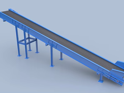 Blue Industrial Conveyor Belt System For Efficient Material Handling In Factories 3d model