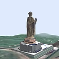 Large Buddha Sculpture Carving On Mountain Top With Lotus Pedestal And Blue Sky