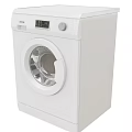 Modern White Front Loading Washing Machine with Transparent Door Digital Display and Control Panel 3d model