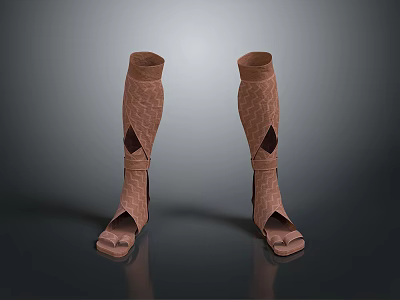 Brown Textured Leg Warmers as Daily Necessities with Open Toe Design and Soft Material 3d model
