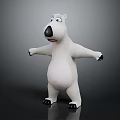 Cartoon Polar Bear Game Movie Character Standing With Arms Outstretched White Body Black Nose Paws