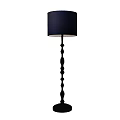 Floor Lamp with Beige Lampshade Dark Pole Decorative Twisted Design Round Base Creating Warm Ambiance