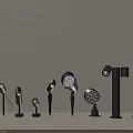 Collection of Downlights and Spotlights in Various Modern Designs with Black Finish and Adjustable Angles