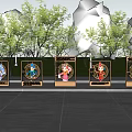 Colorful Character Themed Outdoor Landscape Sculptures With Wooden Frames In Park