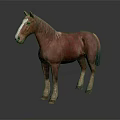 Realistic Brown Horse Figure With White Blaze Standing On Dark Surface
