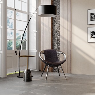 Modern Leisure Chair Side Table Floor Lamp Leisure Chair 3d model