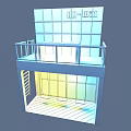 Two Story Ballroom Design With Balcony Railings Glass Doors And HM WIN Wall