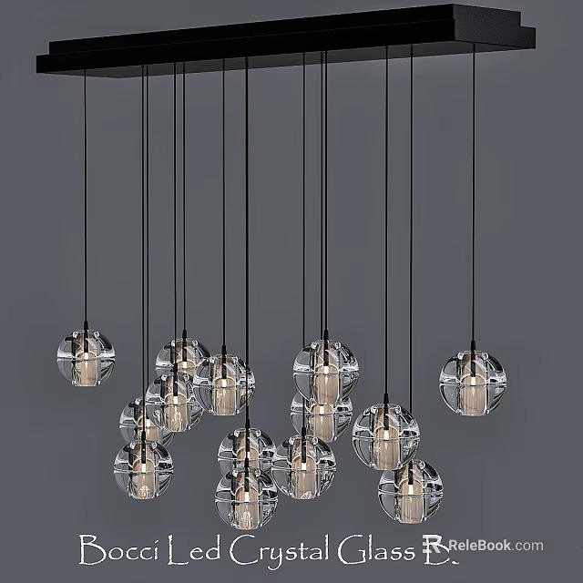 Modern Glass Spherical Pendant Lights Hanging with Black Wires in Gray Background 3d model 