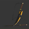 Decorative Knife With Chain Black Yellow Blade Red Handle Green Decoration And Small Knife