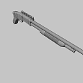 Detailed Shotgun Design With Black Barrel Wooden Grip And Red Component
