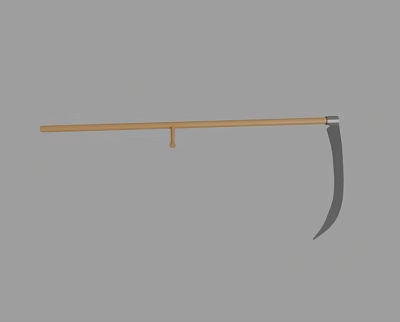 Traditional Sickle With Wooden Handle And Sharp Metal Blade On Gray Background 3d model