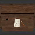 Wooden Writing Desk With Drawers Small Cabinet And Desktop Ink Bottle Paper Pencil