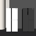 Modern Sleek Double Door Refrigerators in White and Gray for Kitchen Interior Design