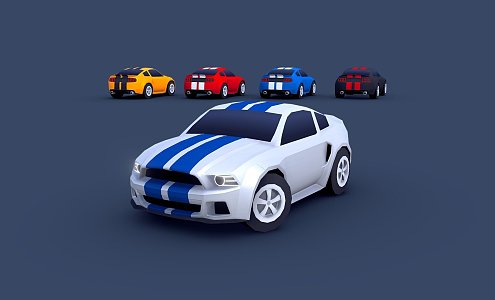 Cartoon muscle car 3d model