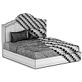 Modern Green Bed Frame With White Pillows Sheets And Decorative Headboard 3d model
