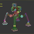 Green Mechanical Robot With Four Legged Biomorphic Design And Blue Lens