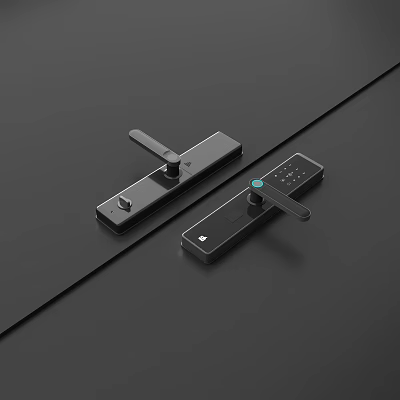 Modern Black Smart Door Handles With Digital Keypad And Lock Mechanism Design 3d model