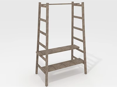 Wooden Ladder Shelf with Simple Design and Layered Storage Shelves for Home Organization 3d model