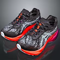 Modern Streamlined Running Shoes With Black Upper White Patterns Red Outsole And Pink Accents