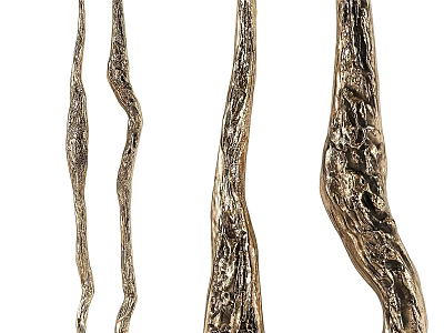 Golden Textured Twisted Decorative Branches As Stylish Home Art Ornament Piece 3d model
