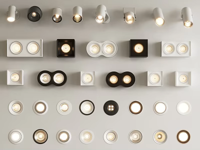 Various Modern Downlights And Spotlights In Different Colors For Indoor Lighting 3d model