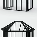 Black Framed Glass House With Gable Roof And Multiple Glass Windows And Doors