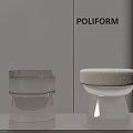 POLIFORM Modern Transparent Stool With Beige Padded Seat And Sleek Design