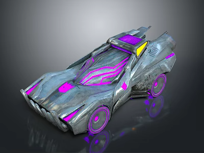 Futuristic Silver Racing Vehicle With Purple Accents And Streamlined Aerodynamic Body Design 3d model