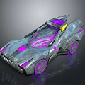 Futuristic Silver Racing Vehicle With Purple Accents And Streamlined Aerodynamic Body Design