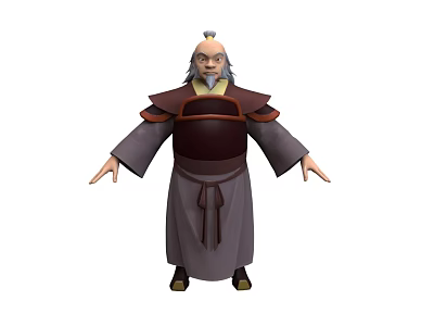 Elderly Man In Traditional Robe With Gray Hair Long Beard And Arms Outstretched 3d model