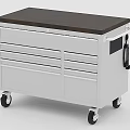 Hardware Tool Storage Cabinet with Multiple Drawers White Frame Wooden Top and Wheeled Design