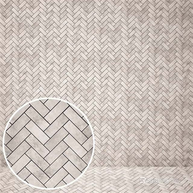 Herringbone Pattern Tiles For Decorative Interior Wall Design With Neutral Tones 3d model 