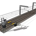 Railway Infrastructure With Tracks Overhead Power Lines Support Structures And Signal Equipment