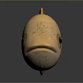 Cartoon Style Yellow Fish With Spots Orange Fins And Big Eyes Design