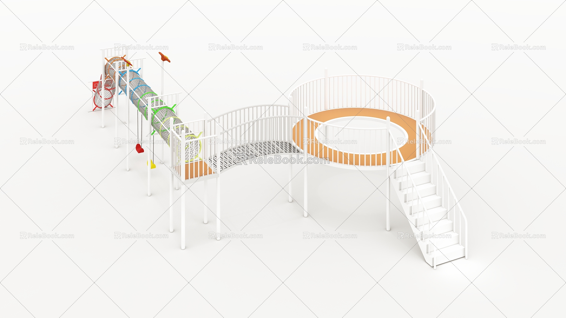 Drill net circular bridge amusement equipment 3d model