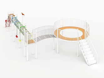 Drill net circular bridge amusement equipment 3d model