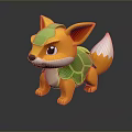 Cute Animated Game Fox Character With Orange Body Green Shell And White Tail Tip