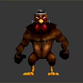 Muscular Turkey Like Flying Animal With Red Wattle Wearing Cap And Yellow Claws
