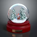 Decorative Snow Globe Ornament Set With Santa Claus Pine Trees And Red Lenox Base